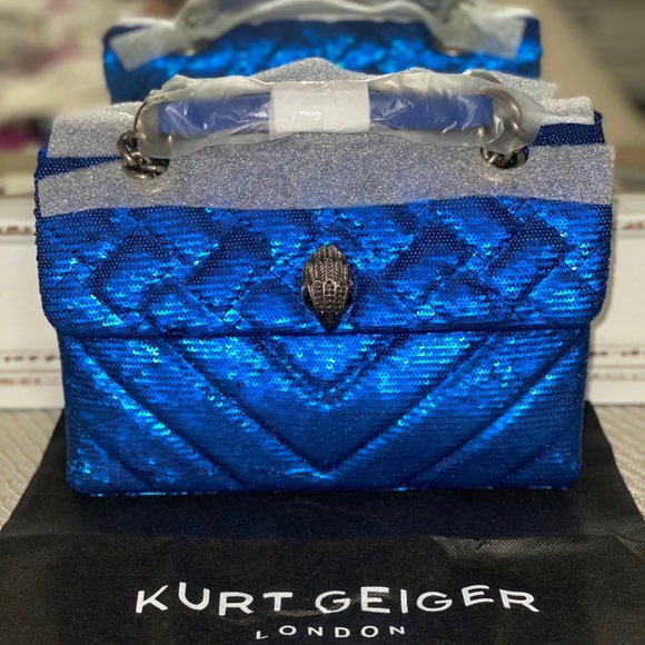 KURT GEIGER LONDON Kensington Blue Sequins Shoulder Bag - Picture 3 of 9